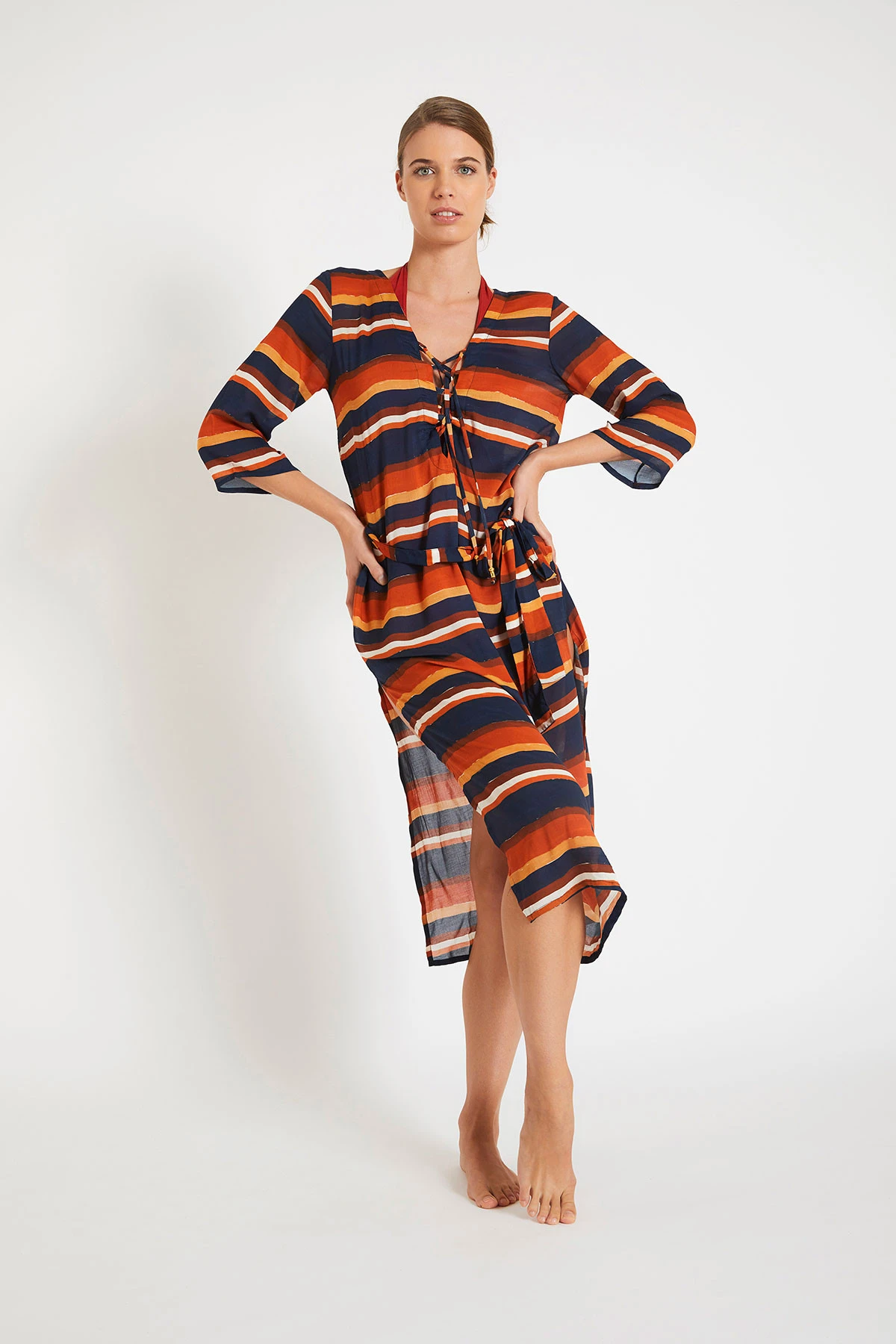 Robe De Plage à Rayures Multicolores ALVEAR VOILAFREEKA 4 Robe De Plage à Rayures Multicolores ALVEAR VOILAFREEKA – Image 2