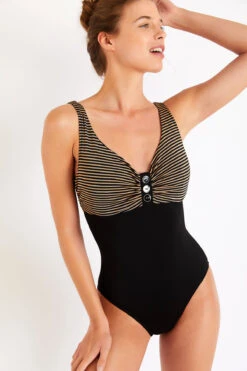 Maillot De Bain 1 Pièce Noir à Rayures FRIDA GOELIA -Livia Soldes 21e frida goelia jna01 dev2