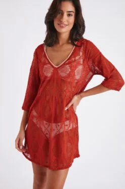 Tunique De Plage Ajourée Paprika BADAMI VANILLIER -Livia Soldes 22e badami vanillie jrd68 dev1