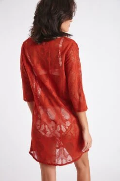 Tunique De Plage Ajourée Paprika BADAMI VANILLIER -Livia Soldes 22e badami vanillie jrd68 dos