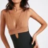 Maillot De Bain Une Pièce Noir Et Camel CAROLINA DUYA -Livia Soldes 22e carolina duya 41e01 dev