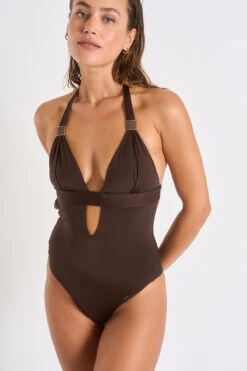 Maillot De Bain 1 Pièce Marron ELISE ALAMOR -Livia Soldes 22e elise alamor hzt78 dev4
