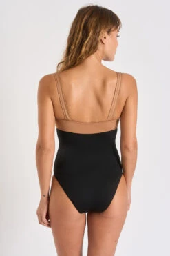 Maillot De Bain Une Pièce Noir Et Camel Escona Duya -Livia Soldes 22e escona duya 41e01 dos 1