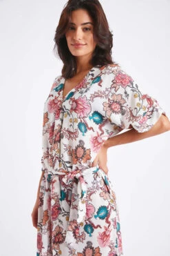 Robe De Plage écrue Imprimé Floral LISLORA VOILERLEA -Livia Soldes 22e lislora voilerl zhj11 dev3