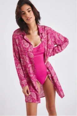 Chemise De Plage Fuchsia Imprimé Indien NOLIE VOILJAYERA -Livia Soldes 22e nolie voiljayer zhi53 dev2