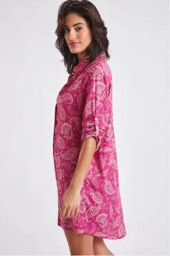 Chemise De Plage Fuchsia Imprimé Indien NOLIE VOILJAYERA -Livia Soldes 22e nolie voiljayer zhi53 dev5