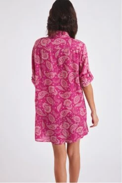 Chemise De Plage Fuchsia Imprimé Indien NOLIE VOILJAYERA -Livia Soldes 22e nolie voiljayer zhi53 dos