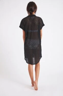 Chemise De Plage Noire Broderie Anglaise PAQUEA PALACA -Livia Soldes 22e palaca paquea zhe01 dos