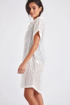 Chemise De Plage Blanche Broderie Anglaise PAQUEA PALACA -Livia Soldes 22e palaca paquea zhe10 dev2