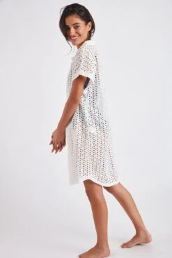 Chemise De Plage Blanche Broderie Anglaise PAQUEA PALACA -Livia Soldes 22e palaca paquea zhe10 dev3