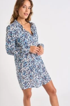 Chemise Bleue à Motifs NOLIE VOILHINOKI -Livia Soldes 23e nolie voilhinoki zhz56 dev3