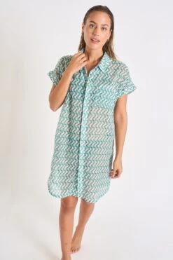 Chemise Verte Jade à Motifs PALACA CAMBURIVOIL -Livia Soldes 23e palaca camburiv liw34 dev3
