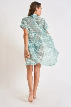 Chemise Verte Jade à Motifs PALACA CAMBURIVOIL -Livia Soldes 23e palaca camburiv liw34 dos