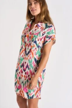 Chemise écrue à Motifs PALACA MOTMAKASSAR -Livia Soldes 23e palaca cotmakas zhv11 dev2