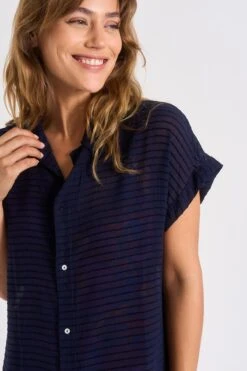 Chemise Marine PALACA SOLOBEACH -Livia Soldes 23e palaca solobeac lhy06 dev8